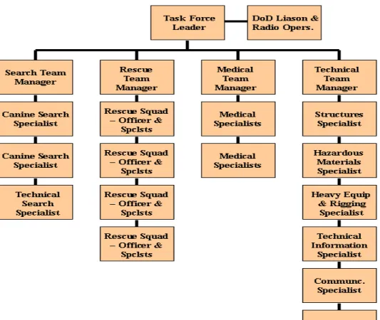 Figure 1. Organizational structure of USAR Task Force (FEMA, 1992). 