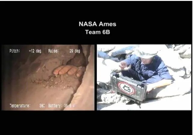 Figure 5. A mannequin hand hidden in the search space serves as a visual cue (as seen  through the robot operator’s OCU)