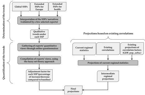 Figure 2. Workflow of the projection method based on experts’ elicitation and correlation analyses