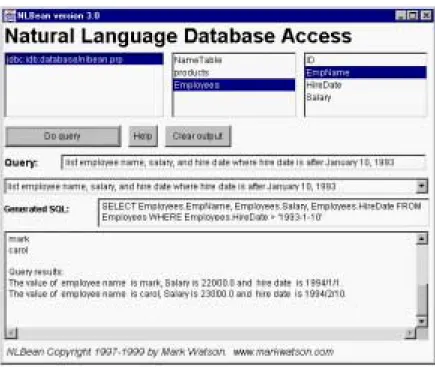 Figure 13. An actual screen output from the NLBean system 