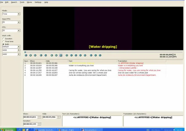 Tab. 2:    Subtitling with Subtitle Workshop 