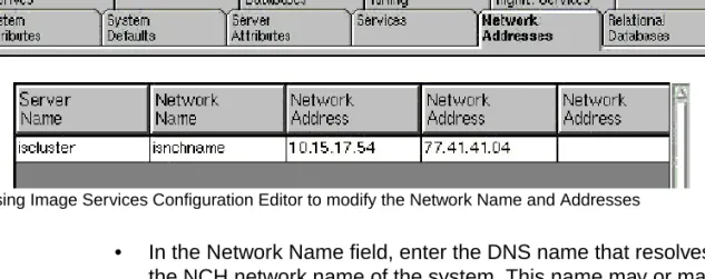 Figure 6: Using Image Services Configuration Editor to modify the Network Name and Addresses