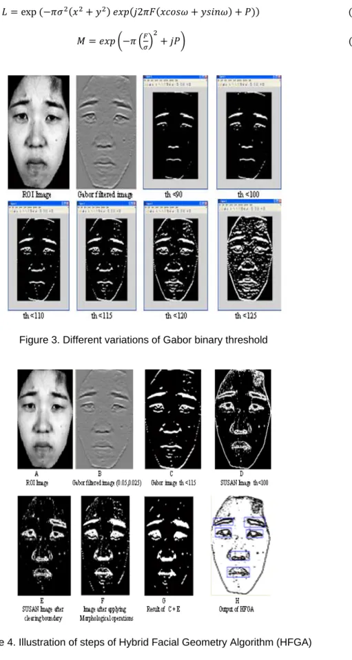 Figure 3. Different variations of Gabor binary threshold 
