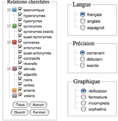 Figure 5: Search options in the DiCoInfo Visuel 