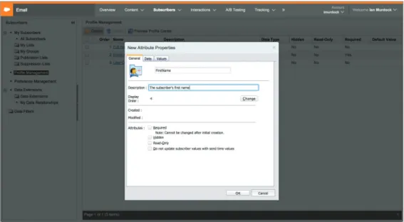 Figure 9: Creating a profile attribute to hold the subscriber’s first name