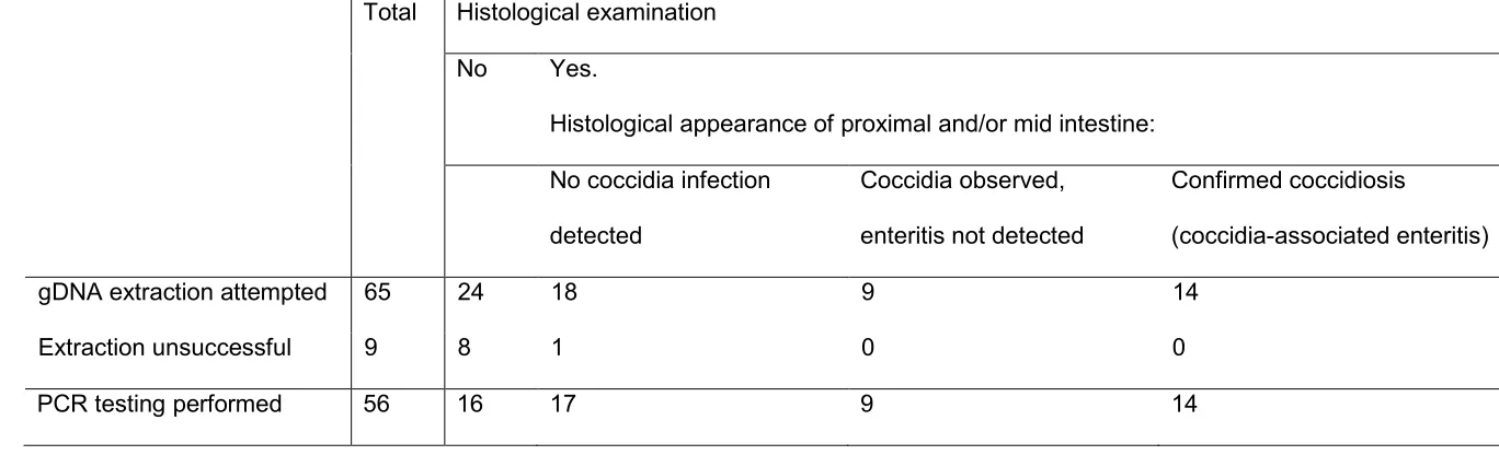 Table 1. Number of cases from which tissue samples were available and in which DNA extraction was successful, and histological findings 