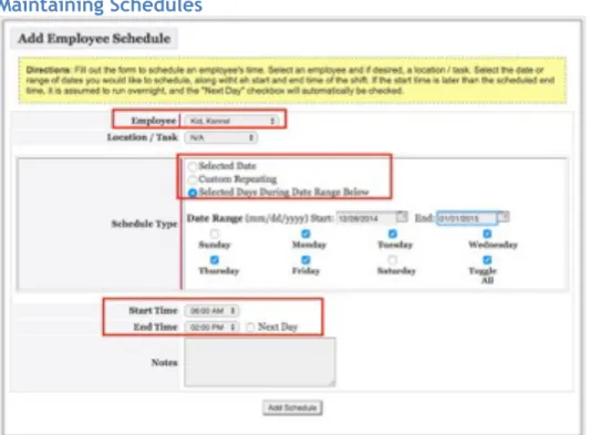 Figure 13 - Adding an Employee Schedule 