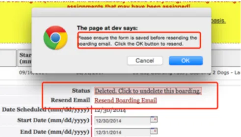 Figure 8 - Resending Email via Modify Boarding 