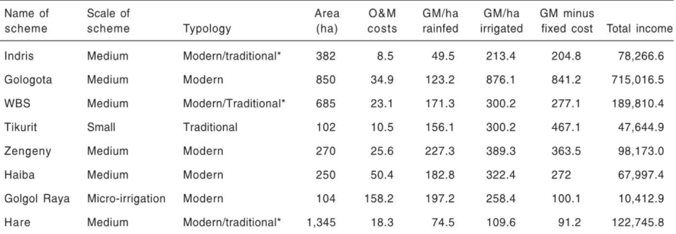 TABLE 6. Gross margin calculations from small- and medium-scale irrigation schemes (in US$).