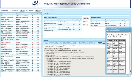 Figure 5: Screenshot of the WebLicht web interface 