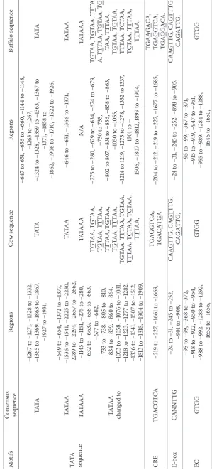 Table 3: List of important consensus sequence motifs and variations observed for AKT3 of cow and buffalo.
