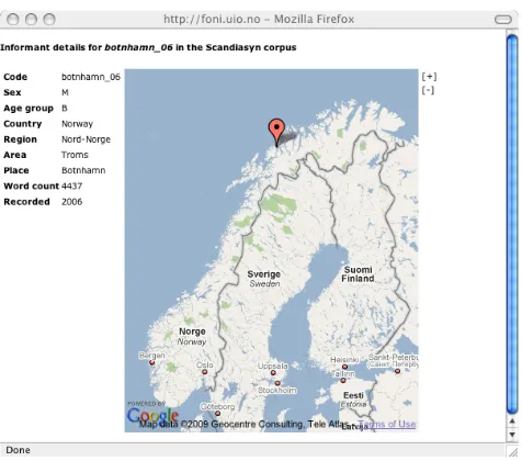 Figure 1: Some hits in the Nordic Dialect Corpus.  