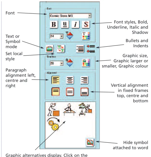 Graphic alternatives display. Click on the  graphic in this window to change the one in the document