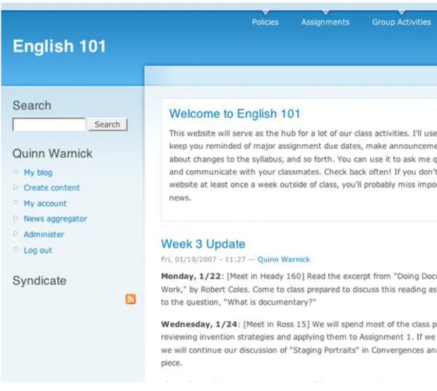 Figure 2. The default appearance of a new Drupal site, with minimal content  added.