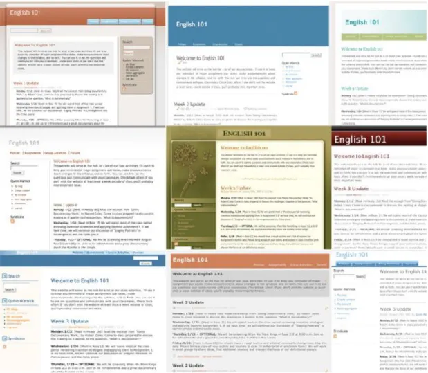 Figure 4. The same website, as styled by nine different themes.