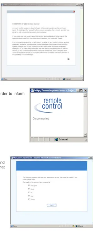 Figure A8-9: Text that’s displayed in the customers’ windows to  inform them of the conditions of use of the remote control before  they start a session