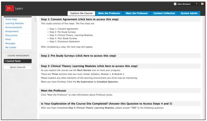 Illustration 3.4 LMS - Explore the Course Tab – Home Page Showing Steps 1, 2, and 3  