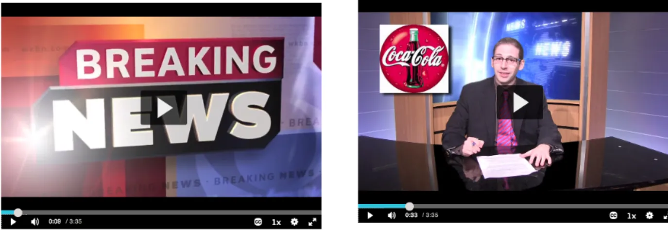 Figure 1. Screenshots from a “Breaking News” video simulation, a course video with  some of the highest number of views throughout the 2012-2014 academic years 