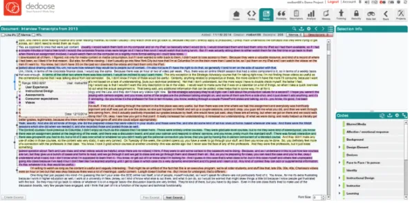 Figure 5. A screenshot of the coding of the interview data, as I continued in the process  of data analysis  