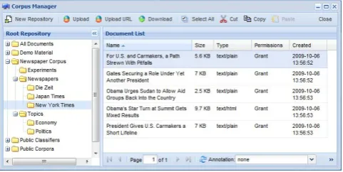 Figure 7: Screenshot showing the annotation of a newspa-per article.