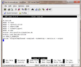 Figure 2.4.: Use nano to create your job script file.