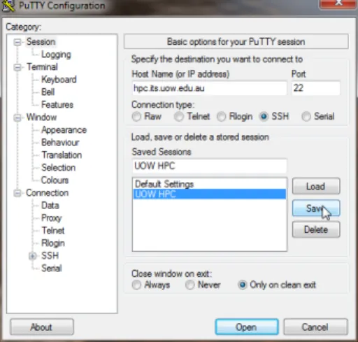 Figure A.5.: Go back to the Session page and save the proxy configuration by clicking Save button