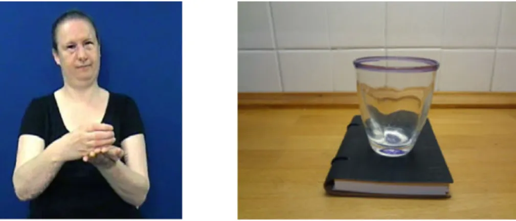 Fig. 1. (a) CL-curved-object on CL-flat-object. (b) Glass on notebook.