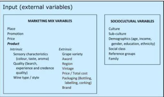 Figure 3.2: Input (external variables) component of the consumer decision making process  Source: Erasmus et al.,  2001; Hawkins &amp; Mothersbaugh, 2013:25; Schiffman et al., 2014:15–16 