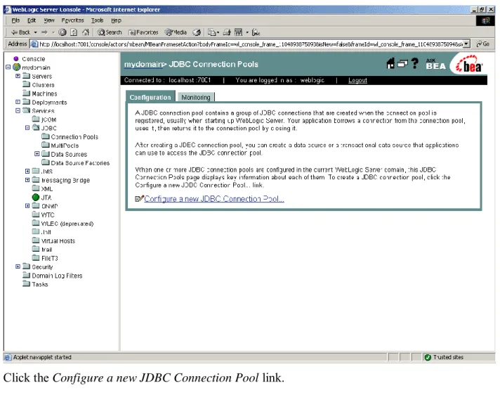 Figure 4-5: Configure a JDBC connection pool 