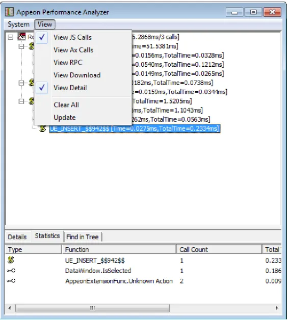 Figure 4.11: View JS Calls menu