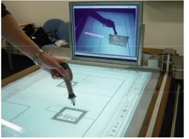 Figure 4 User rotates augmented reality pattern with Mimio  pen-based interface 