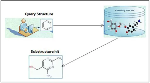 Figure 2.6  shows the fundamental  schematics of substructure searching. A query structure is  relayed  to  a  database  of  molecules