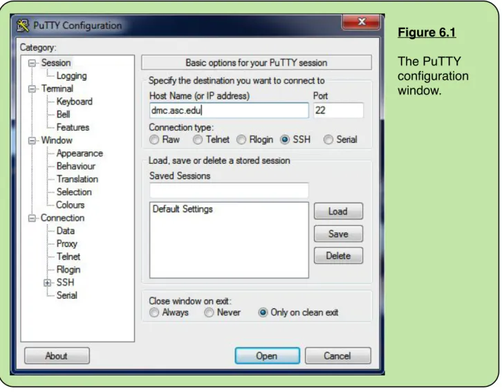 Figure 6.1 The PuTTY  configuration  window.