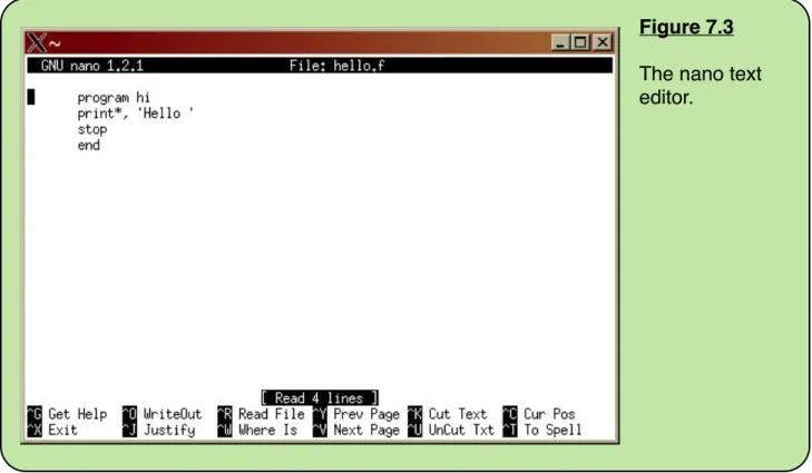 Figure 7.3 The nano text  editor.