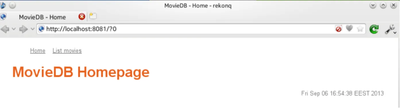 Figure 2.1: Screenshot: Home page containing navigation panel.