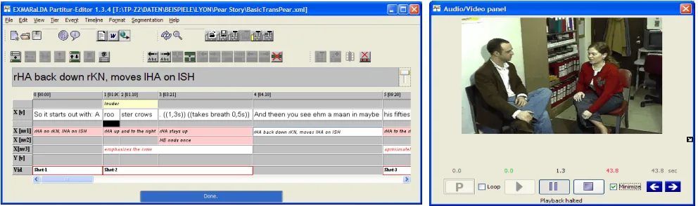Figure 1: User interface of the EXMARaLDA Partitur-Editor