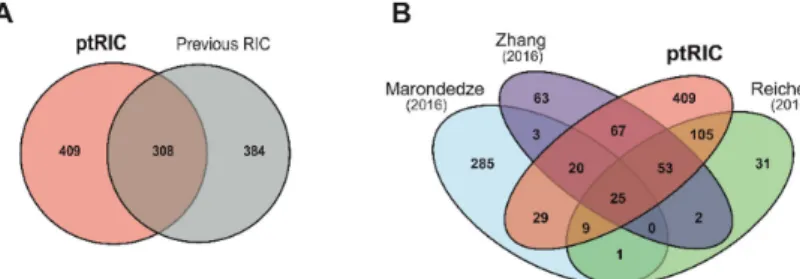 Figure 6. Overlap between the present plant RNA interactome capture (ptRIC) results and previous RNA interactome capture (RIC) studies