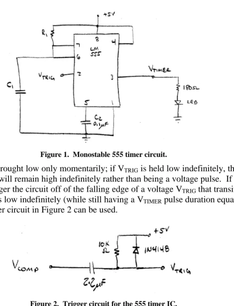 Figure 1.  Monostable 555 timer circuit. 
