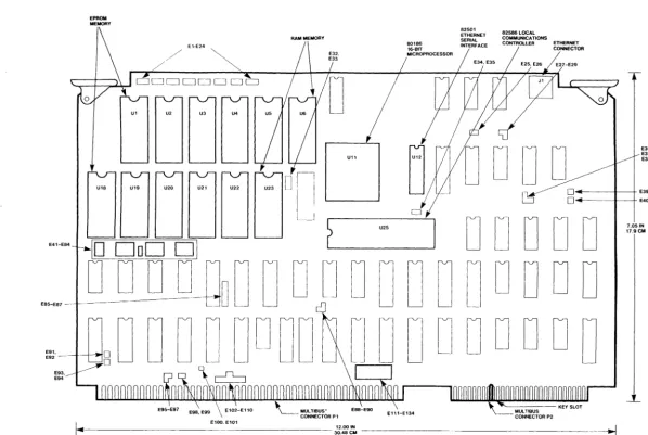 Figure 2-1. iSBC~ 552 Board, Outline Drawing and Component Location 