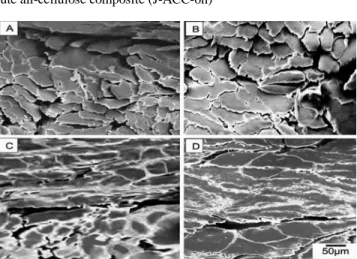 Fig.  1—Optical  micrographs  (×20  magnification)  for  surface  morphology  of  (A)  alkali-treated  jute  fabric  (J-F-4h-70),  and (B)  jute all-cellulose composite (J-ACC-6h) 
