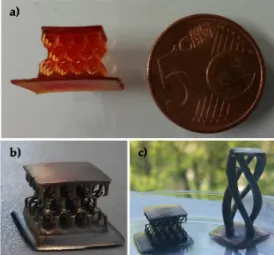 Figure 2. 3D objects produced by DLP technique from the formulation containing polyethylene glycol  diacrylate (PEGDA) and 15 phr of silver nitrate