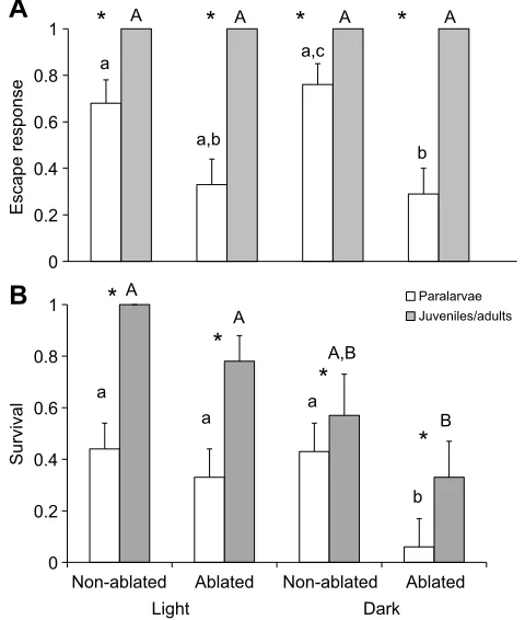 Fig. 1. Angular orientation of squid during interactions with predator.(A) The angular orientation of squid to approaching predator (the angle between the line connecting the tip of the predator rostrum to thepreyarrow extending from squid)