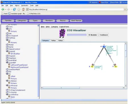 Figure 3 A snapshot of grammar management system in Open CCG Workbench 