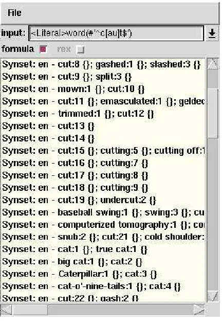 Figure 1: Search by a formula using regular expression