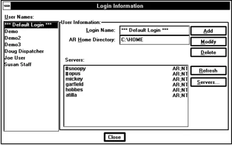 Figure 2-6 The Login Information Dialog Box