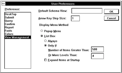 Figure 2-18 User Preferences - View Management