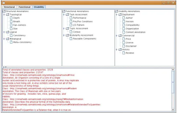 Figure 5: Structural Tab of the S-OntoEval GUI and the Maximum Depth Evaluation Results