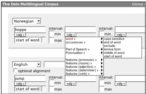 Figure 3: A simple query for a bilingual search. 