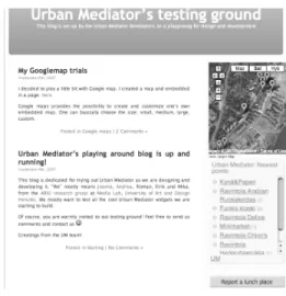 Fig. 2. A Google map showing UM data is embedded along with UM web widgets on a website (in this case the UM development blog).