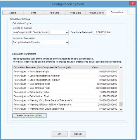 Figure 30  Configuration Options - Calculations Tab 